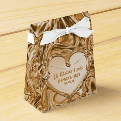 Gold Metal Heart Wedding Favor Boxes 